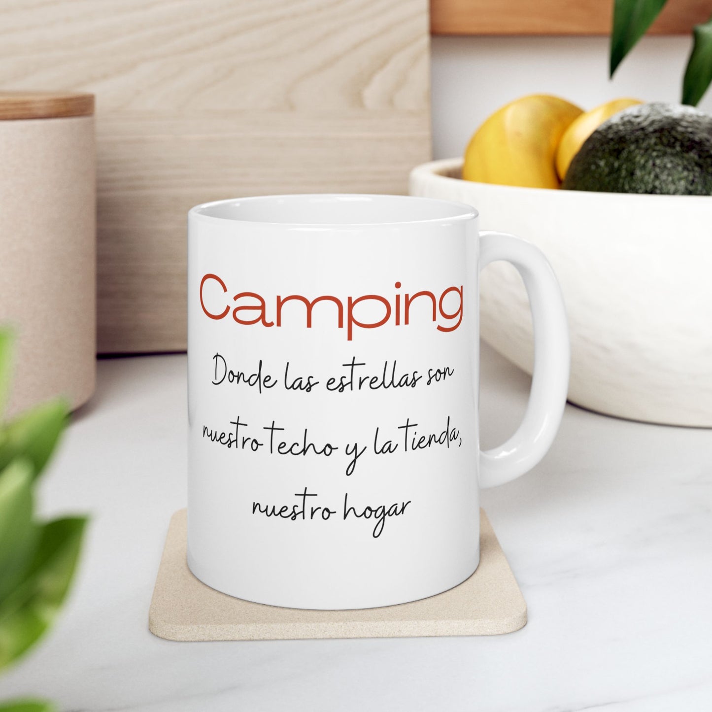 Camping Ceramic Mug, Estrellas Coffee Cup 11oz, White Coffee Mug, Camping Bajo las Estrellas, Birthday Gift, Anniversary,