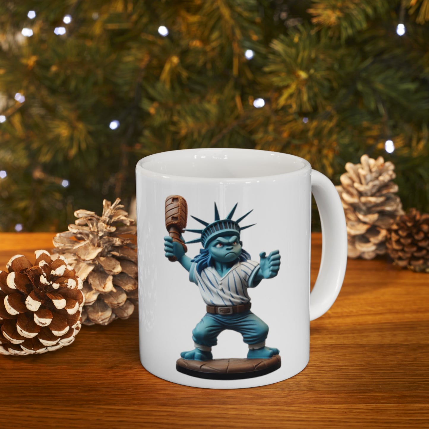baseball player statue of liberty Ceramic Mug 11oz