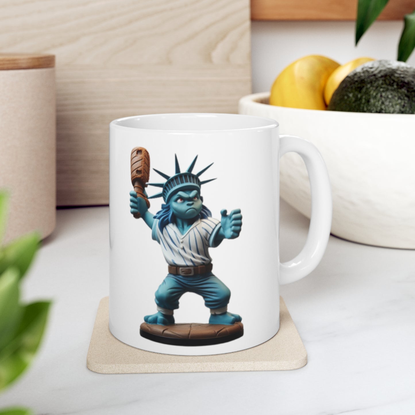 baseball player statue of liberty Ceramic Mug 11oz