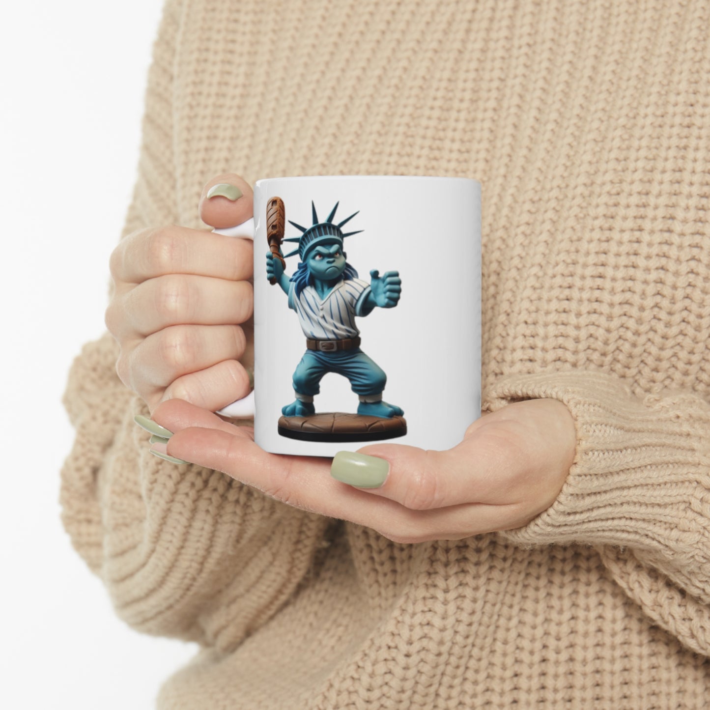 baseball player statue of liberty Ceramic Mug 11oz