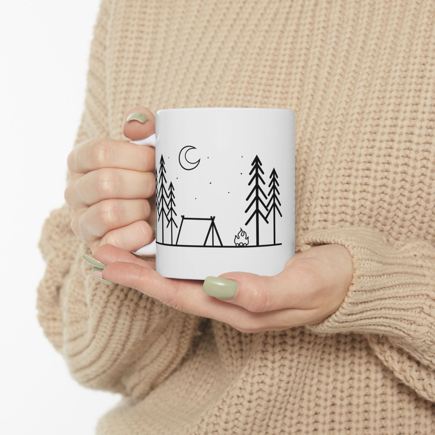Camping Ceramic Mug, Estrellas Coffee Cup 11oz, White Coffee Mug, Camping Bajo las Estrellas, Birthday Gift, Anniversary,