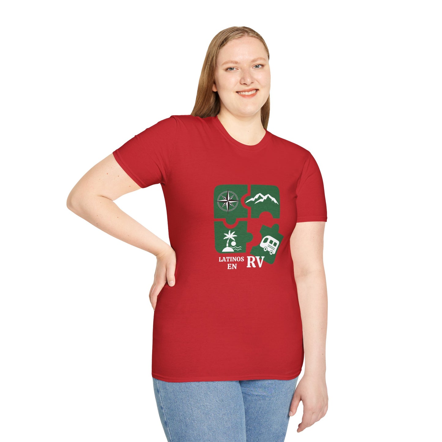 Latinos en RV Logo Red / Unisex Softstyle T-Shirt -
