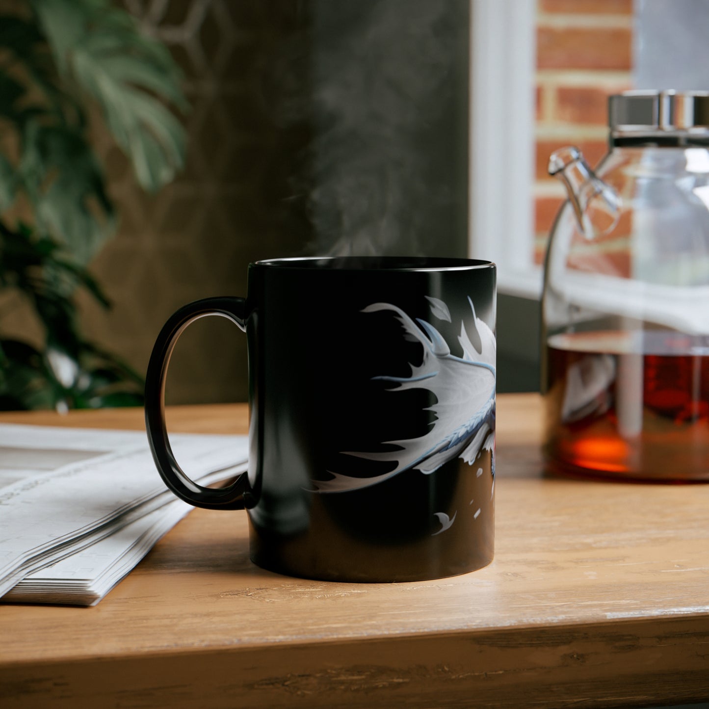 Cute Little Blue Dragon 11oz Black Coffee Mug