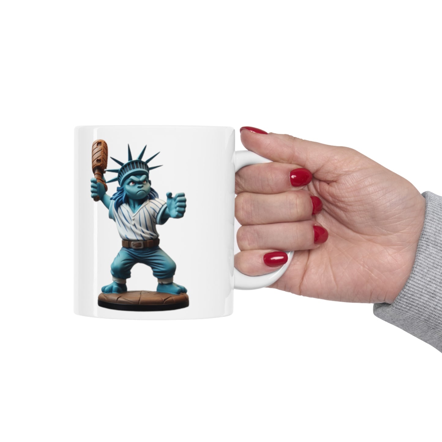 baseball player statue of liberty Ceramic Mug 11oz