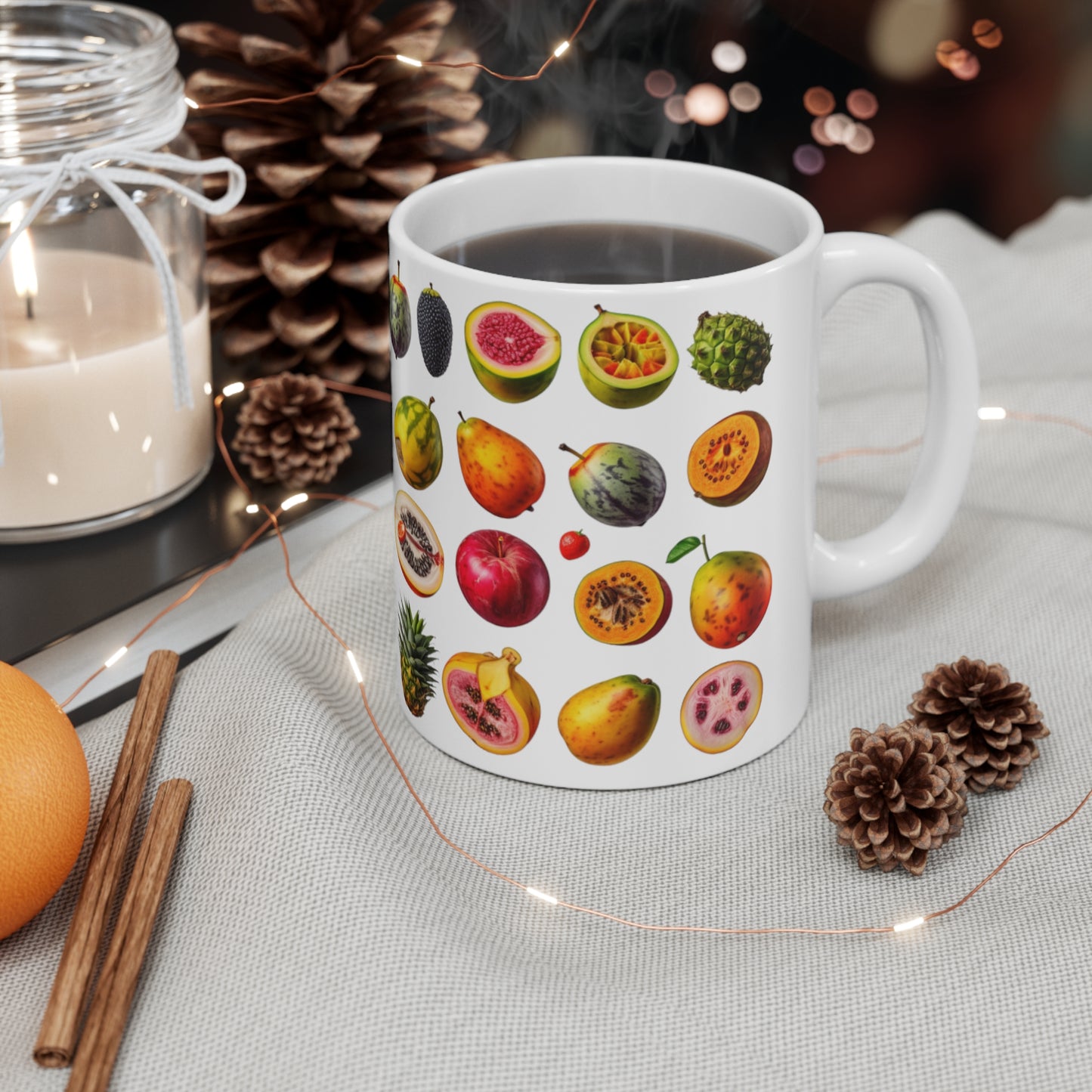 Assorted Fruits, Ceramic Mug 11oz