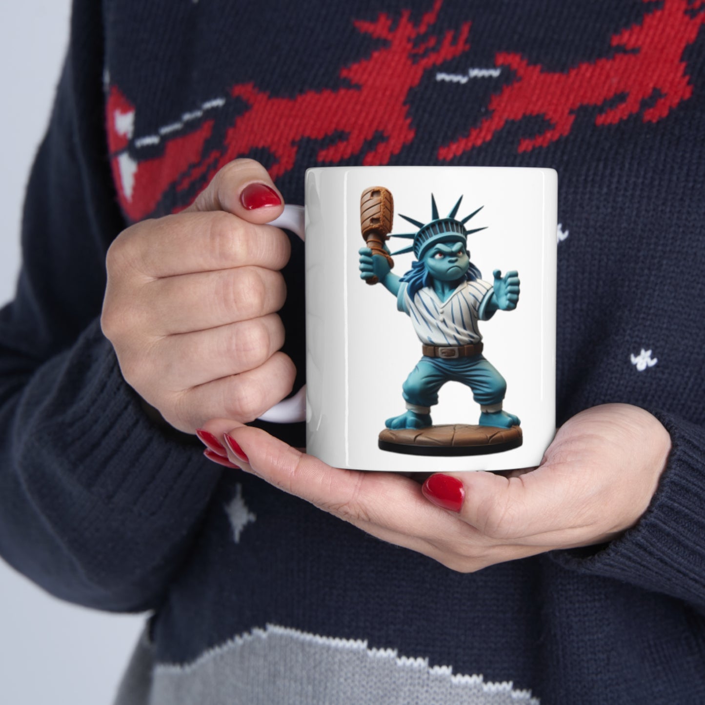 baseball player statue of liberty Ceramic Mug 11oz