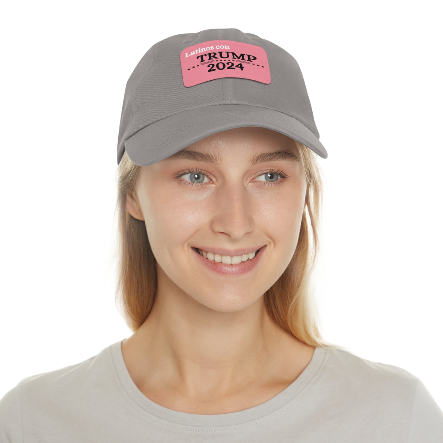 Dad Hat with Leather Patch Latinos con Donald Trump 2024 (Rectangle)
