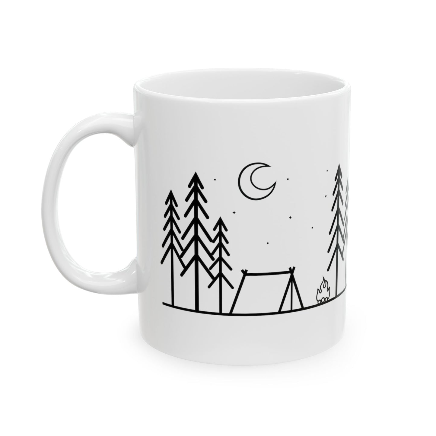 Camping Ceramic Mug, Estrellas Coffee Cup 11oz, White Coffee Mug, Camping Bajo las Estrellas, Birthday Gift, Anniversary,