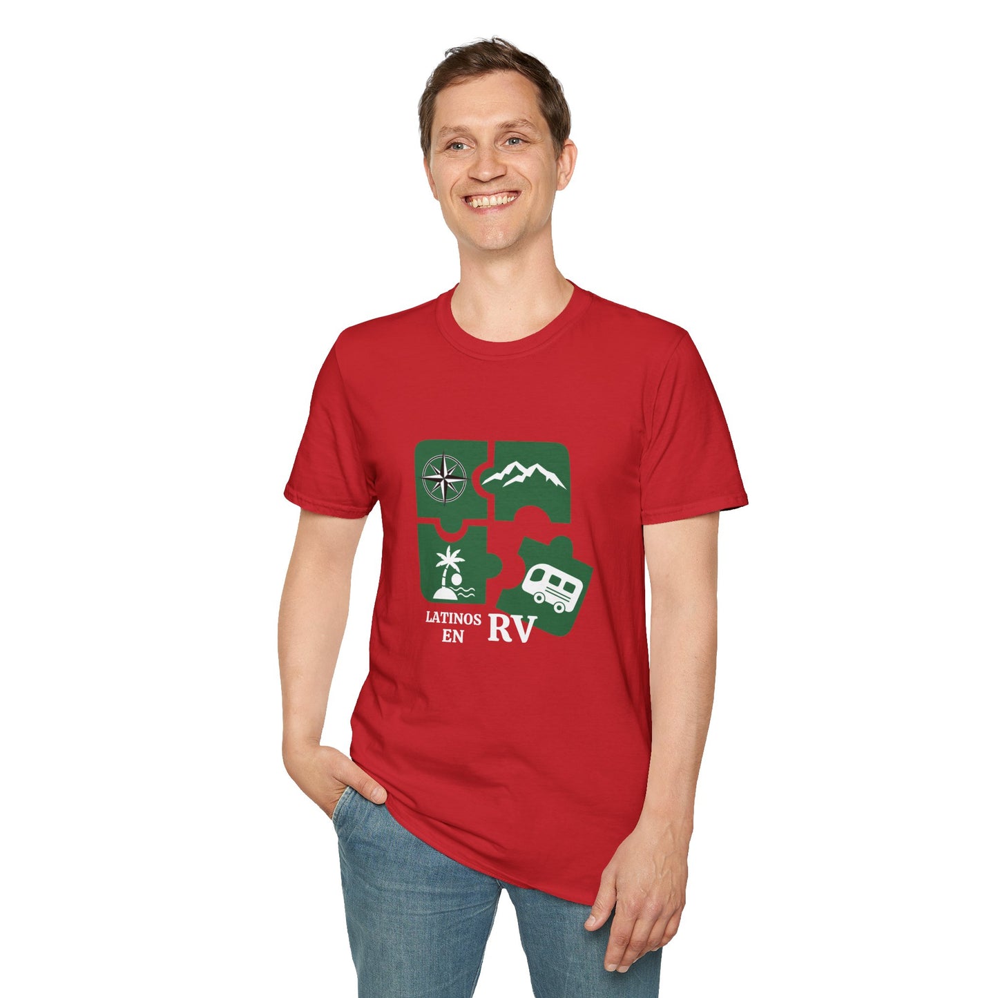 Latinos en RV Logo Red / Unisex Softstyle T-Shirt -