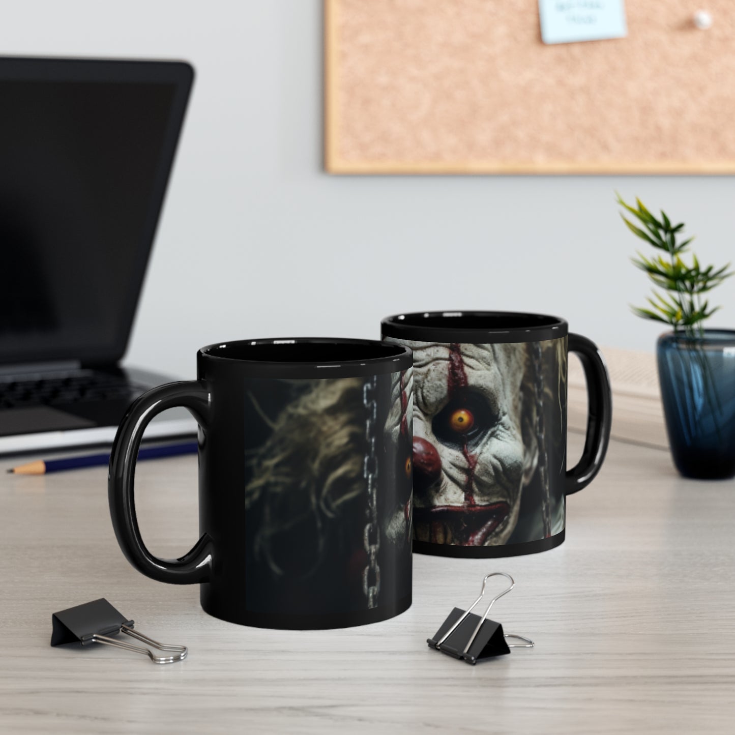 Spooky Clown Halloween 11oz Black coffee Mug