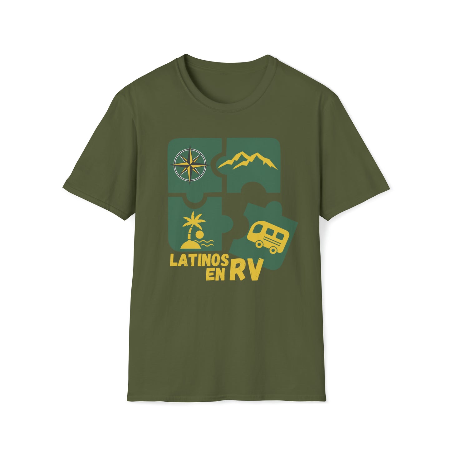 Latinos en Rv, Unisex Softstyle T-Shirt, Rv Life, Latinos, Rv, Unisex
