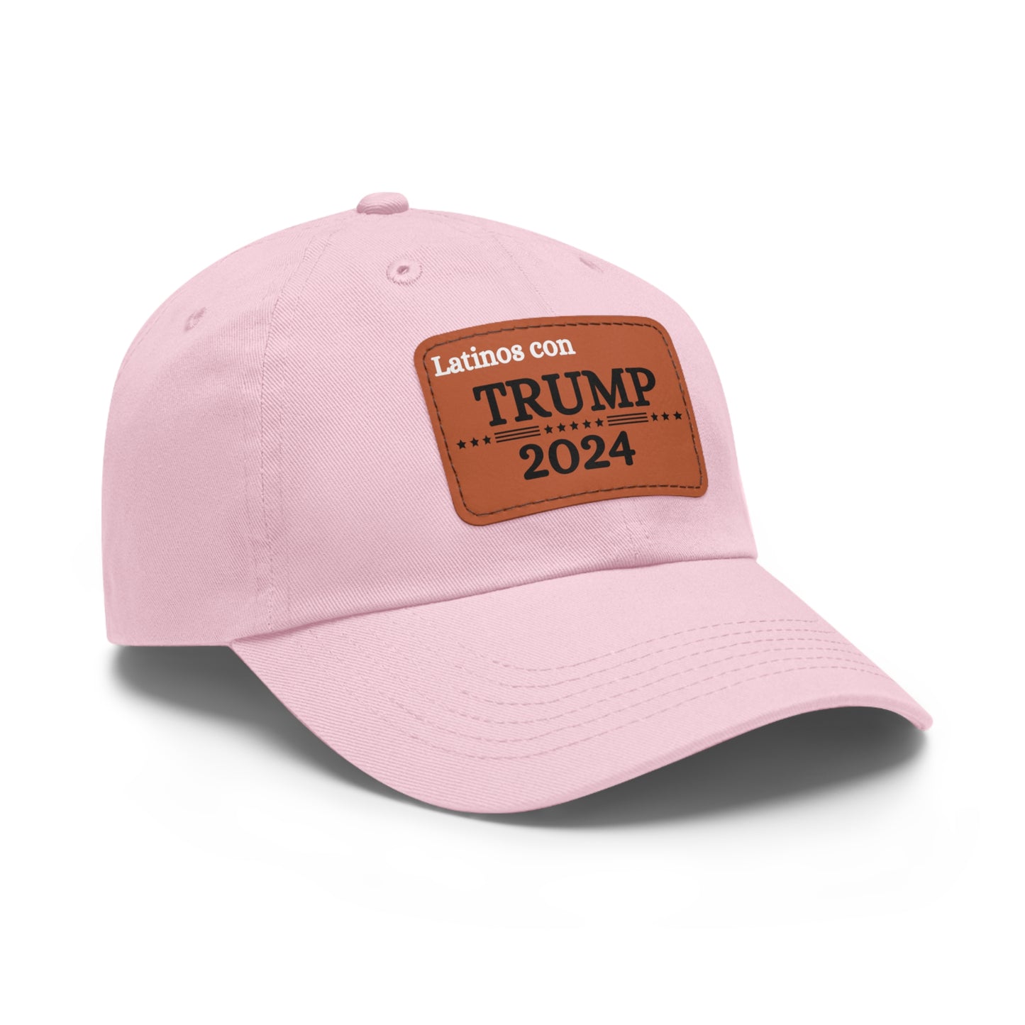 Dad Hat with Leather Patch Latinos con Donald Trump 2024 (Rectangle)