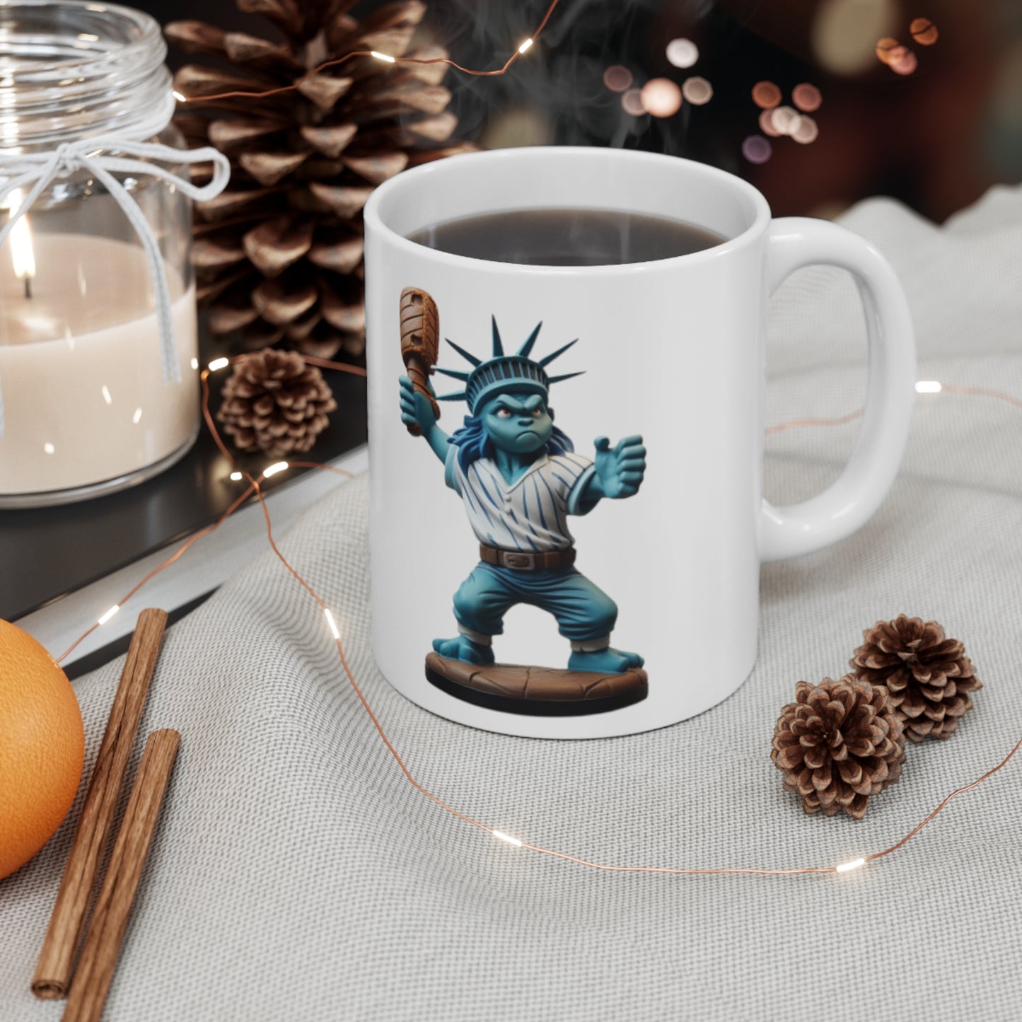 baseball player statue of liberty Ceramic Mug 11oz