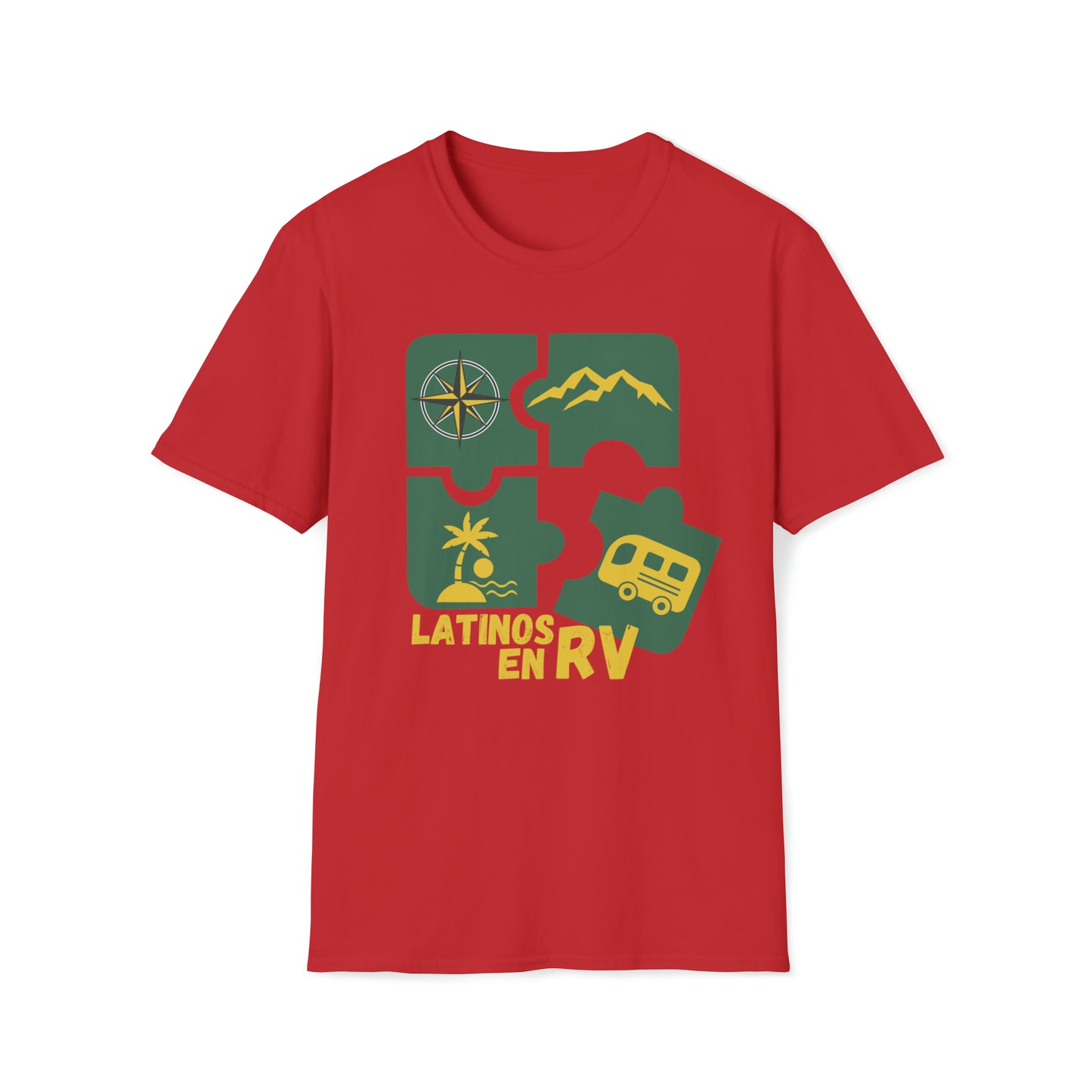 Latinos en Rv, Unisex Softstyle T-Shirt, Rv Life, Latinos, Rv, Unisex