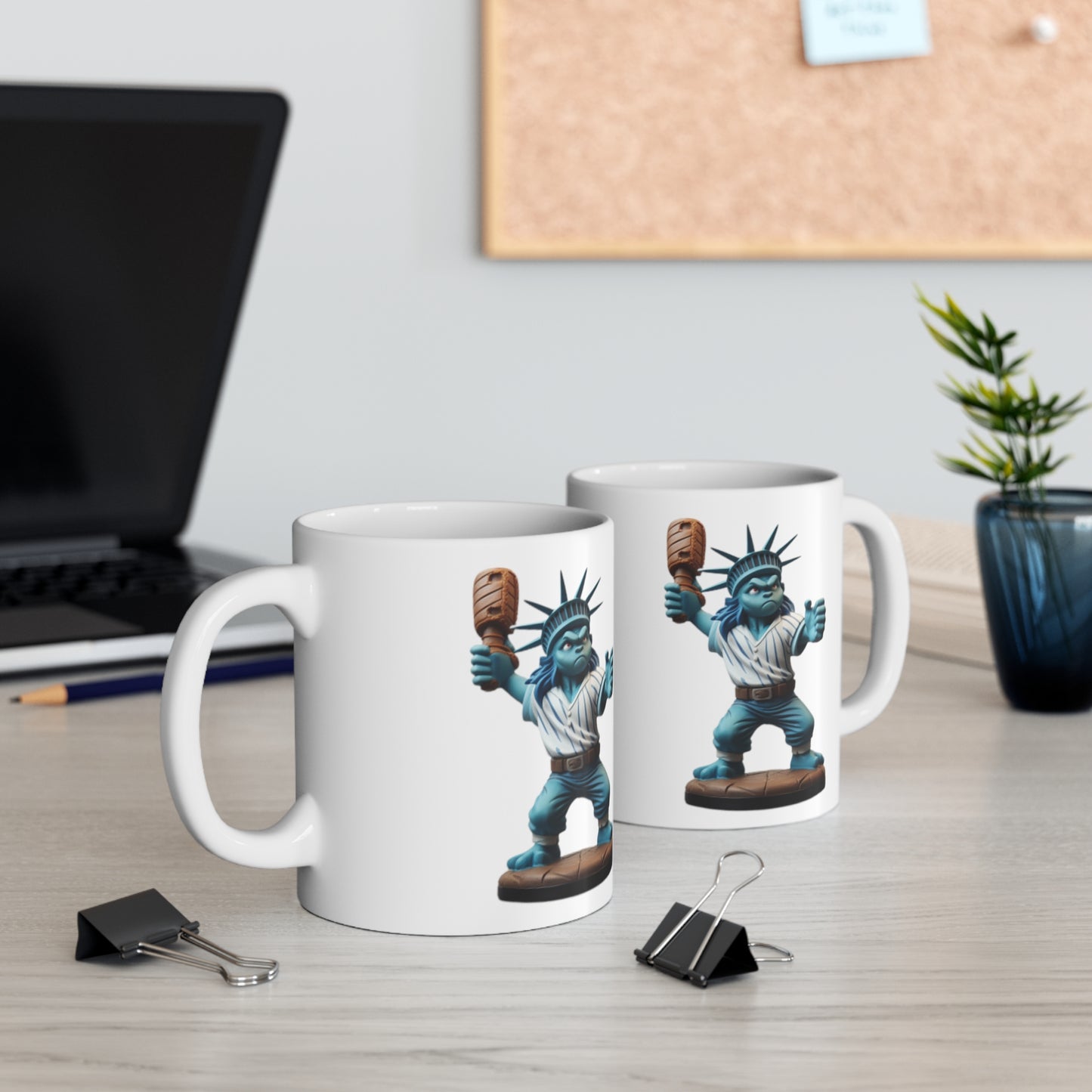 baseball player statue of liberty Ceramic Mug 11oz