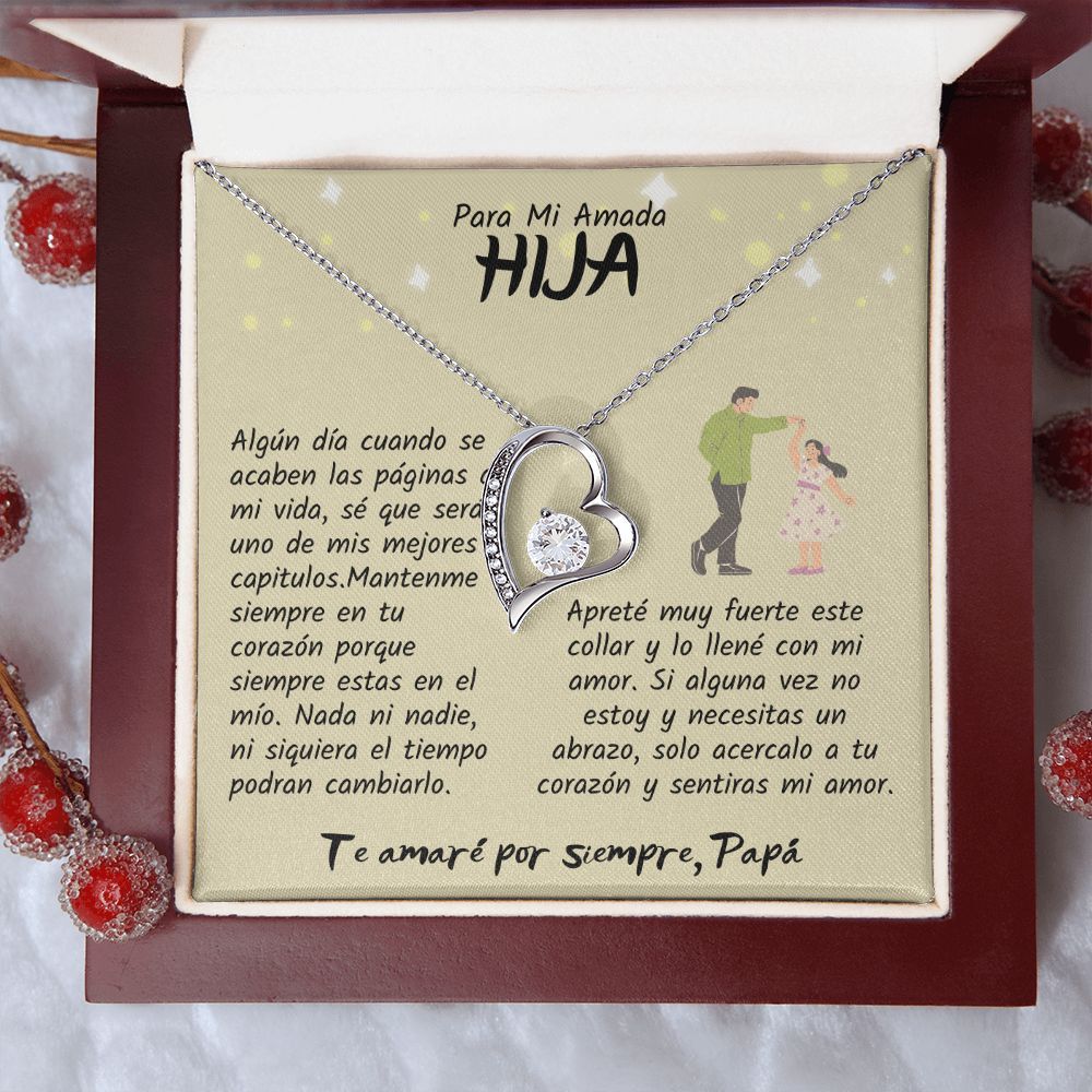 Para Mi Amada Hija, Te amaré por siempre Papá, Collar Amor Eterno