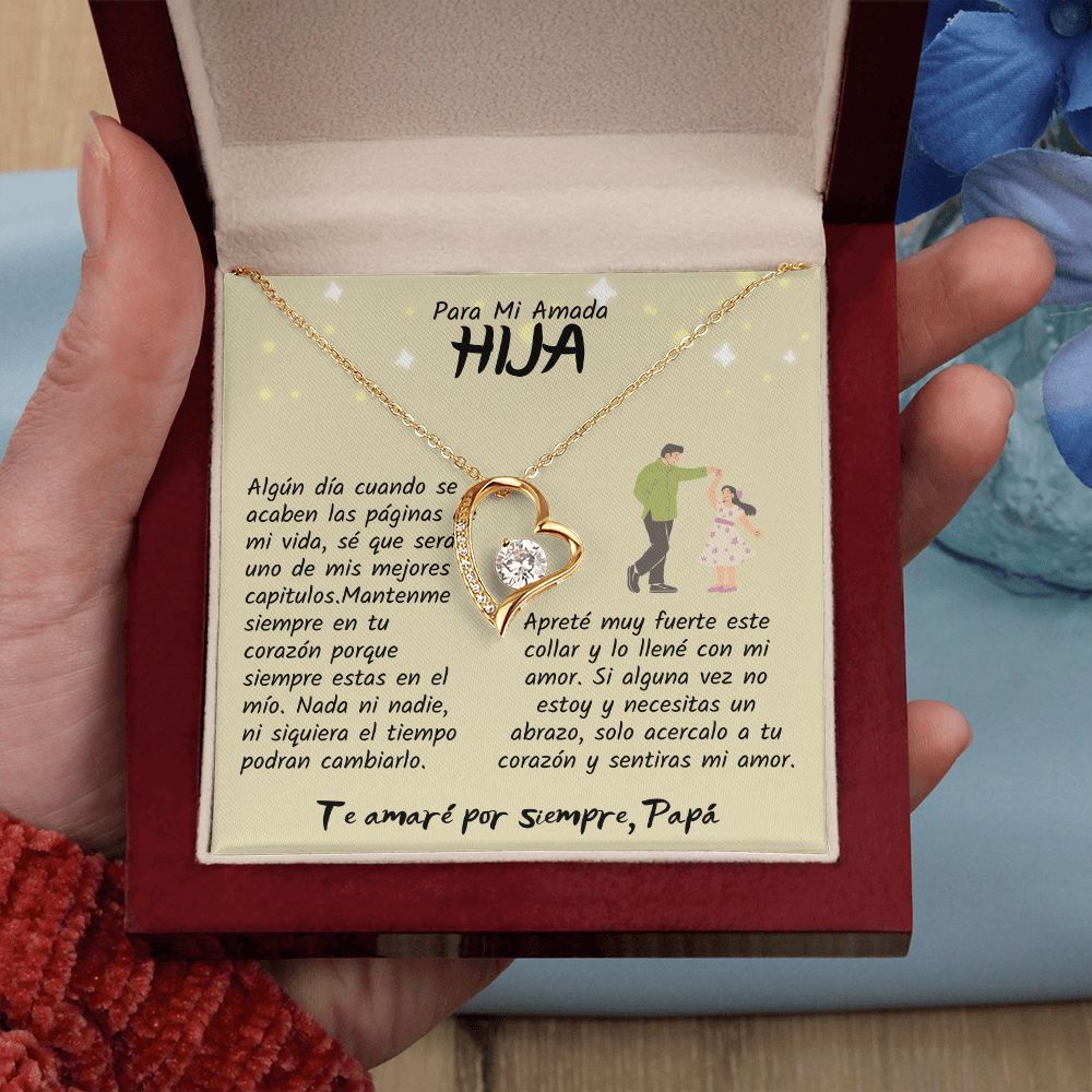 Para Mi Amada Hija, Te amaré por siempre Papá, Collar Amor Eterno