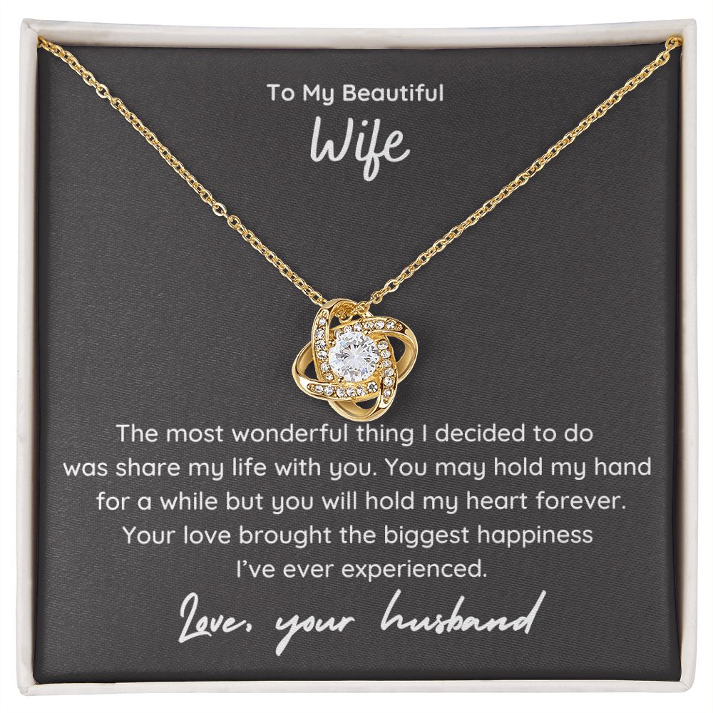 To My Beautiful Wife Love Knot Necklace