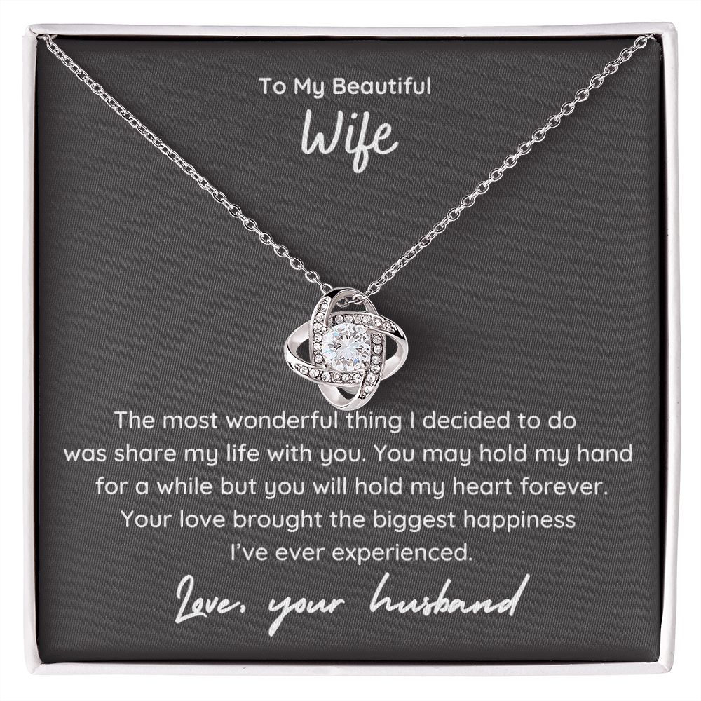 To My Beautiful Wife Love Knot Necklace