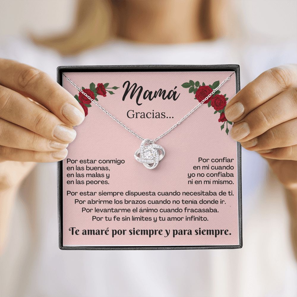Mamá, Gracias / Collar Nudo de Amor/ Mensaje departe de un hijo.