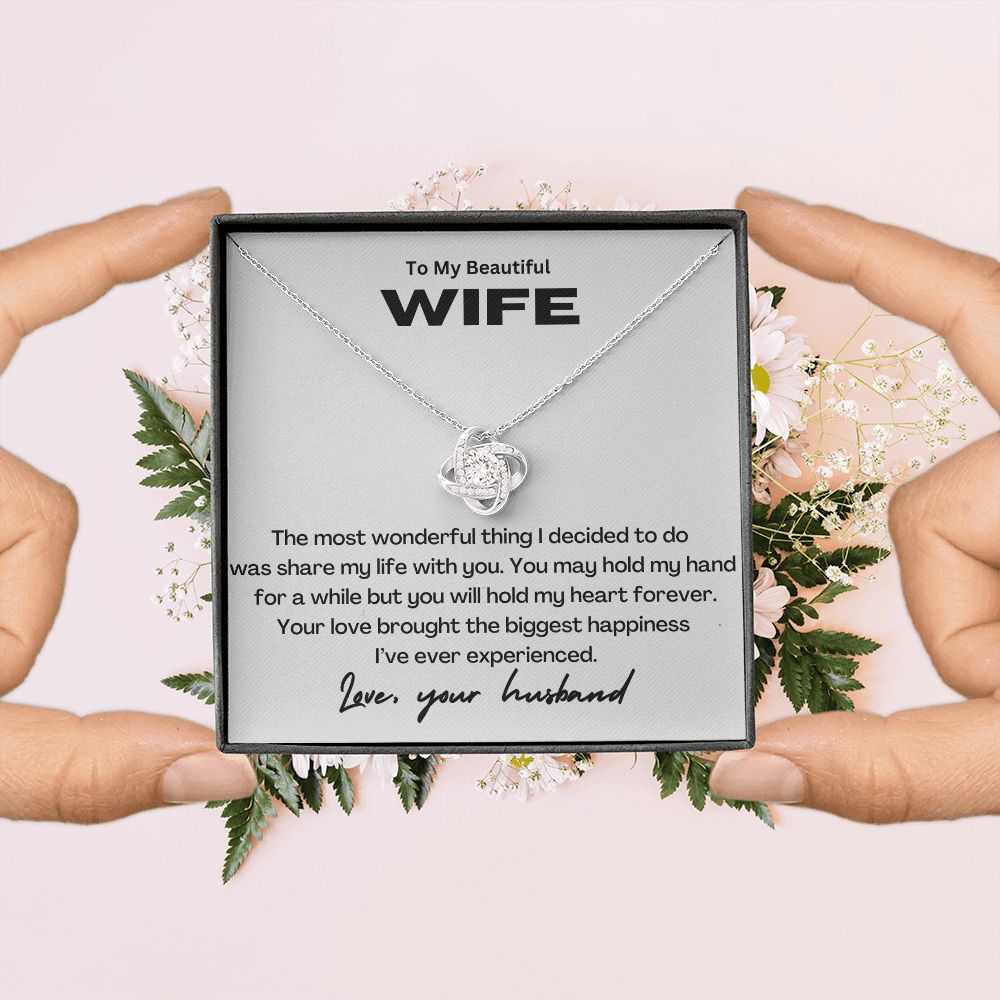 To My Beautiful Wife Love Knot Necklace