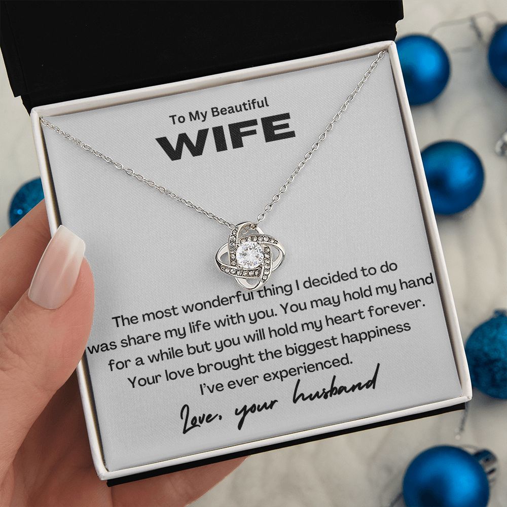 To My Beautiful Wife Love Knot Necklace