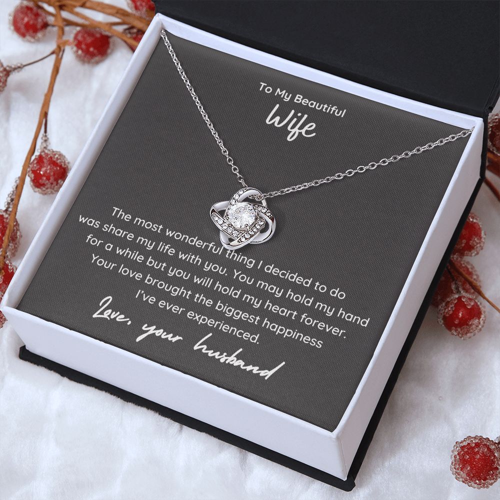 To My Beautiful Wife Love Knot Necklace