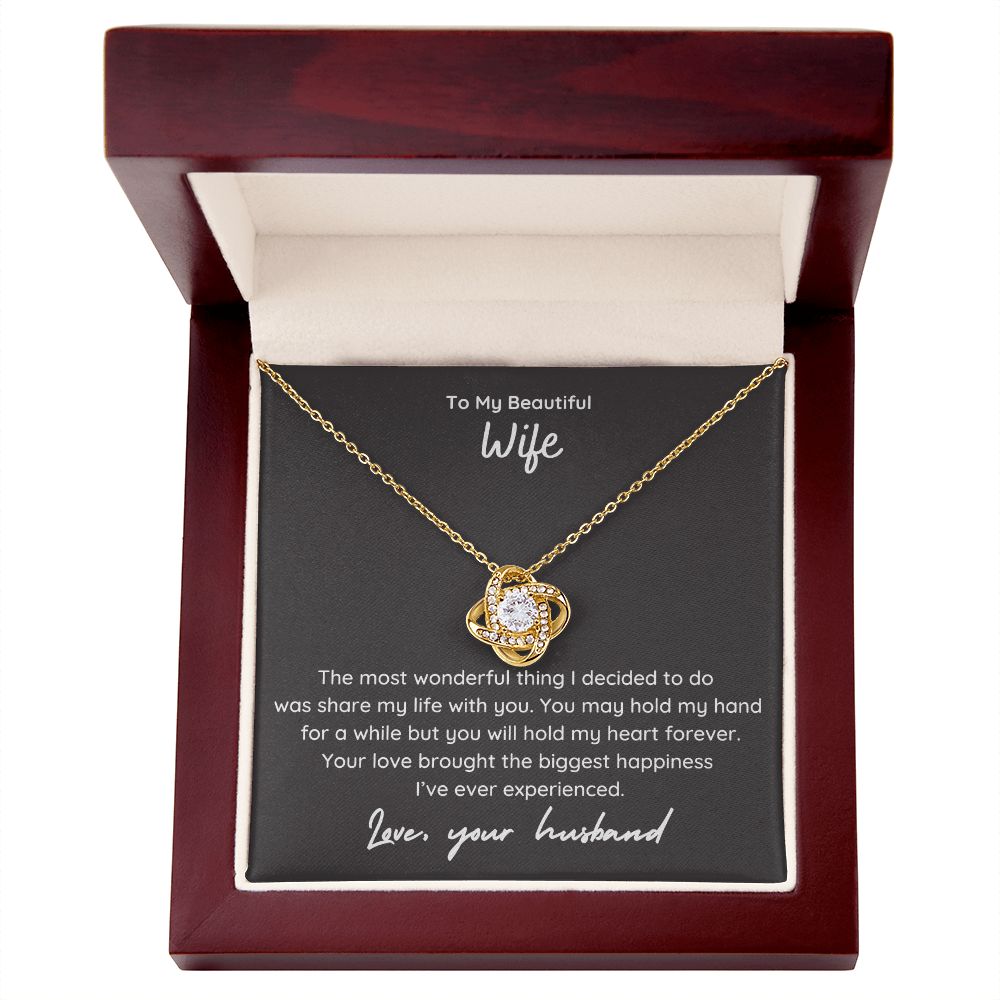 To My Beautiful Wife Love Knot Necklace