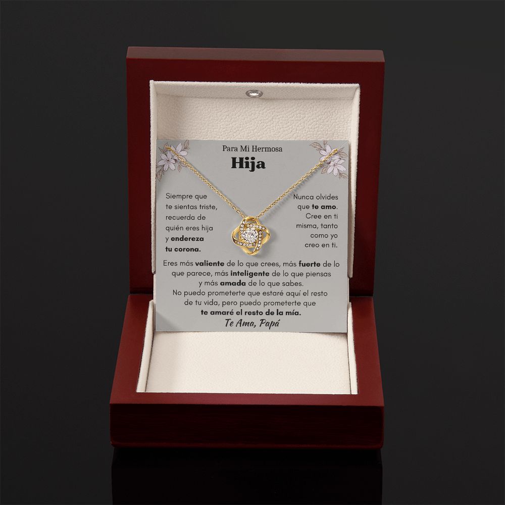 Para Mi Hermosa Hija, Te Ama Papá, Collar Nudo de Amor