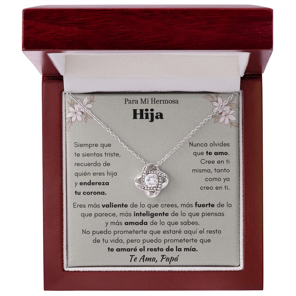 Para Mi Hermosa Hija, Te Ama Papá, Collar Nudo de Amor