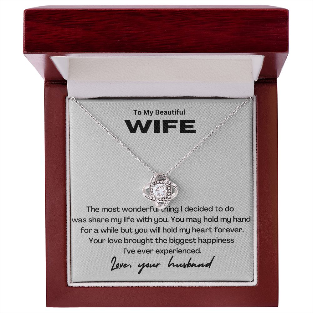 To My Beautiful Wife Love Knot Necklace