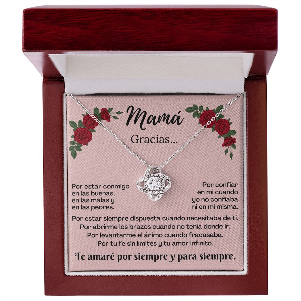 Mamá Gracias Por / Collar Nudo de Amor. Mensaje departe de la hija.