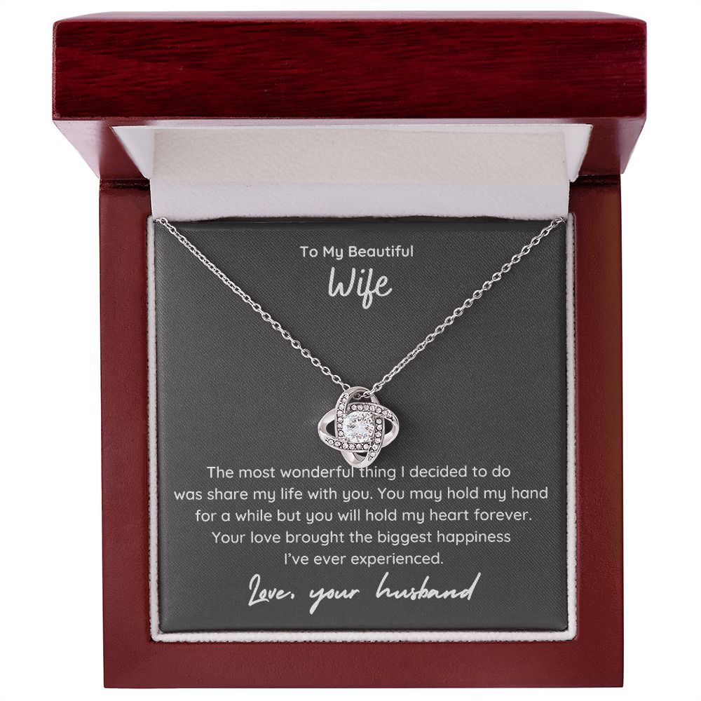To My Beautiful Wife Love Knot Necklace