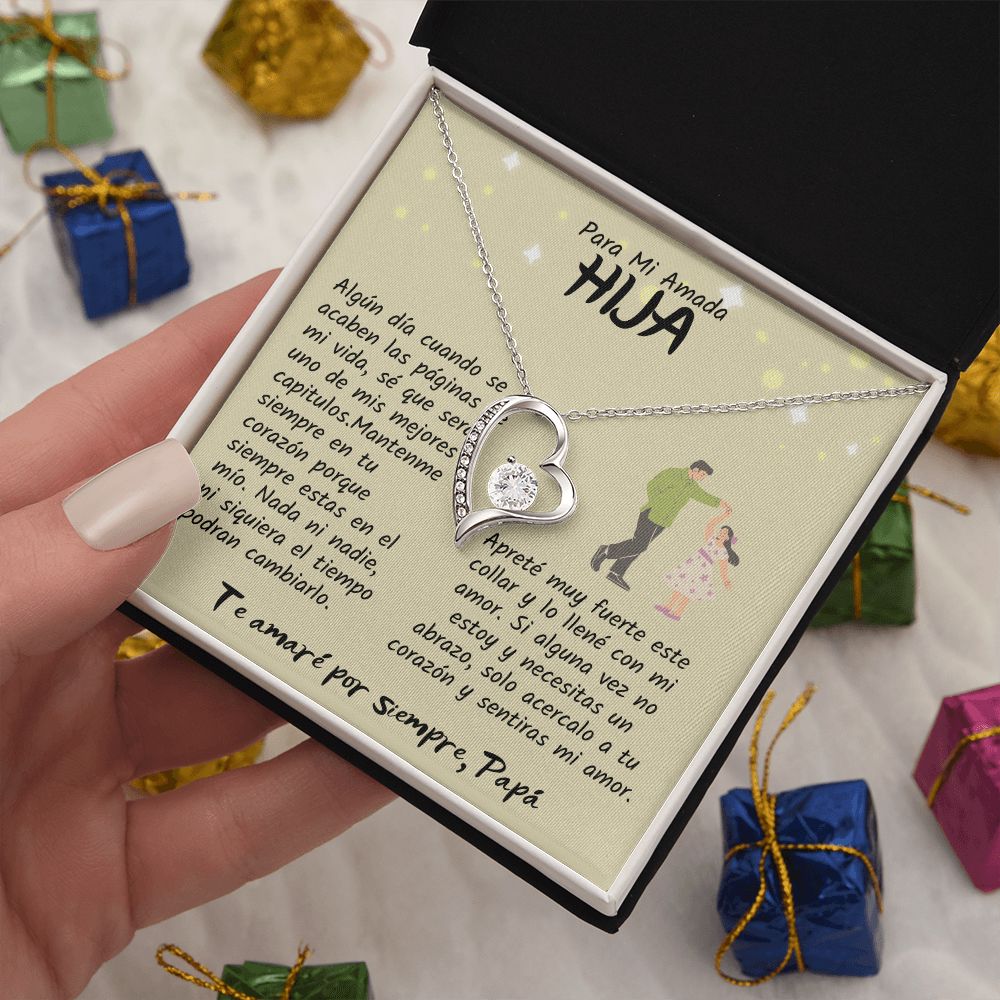 Para Mi Amada Hija, Te amaré por siempre Papá, Collar Amor Eterno