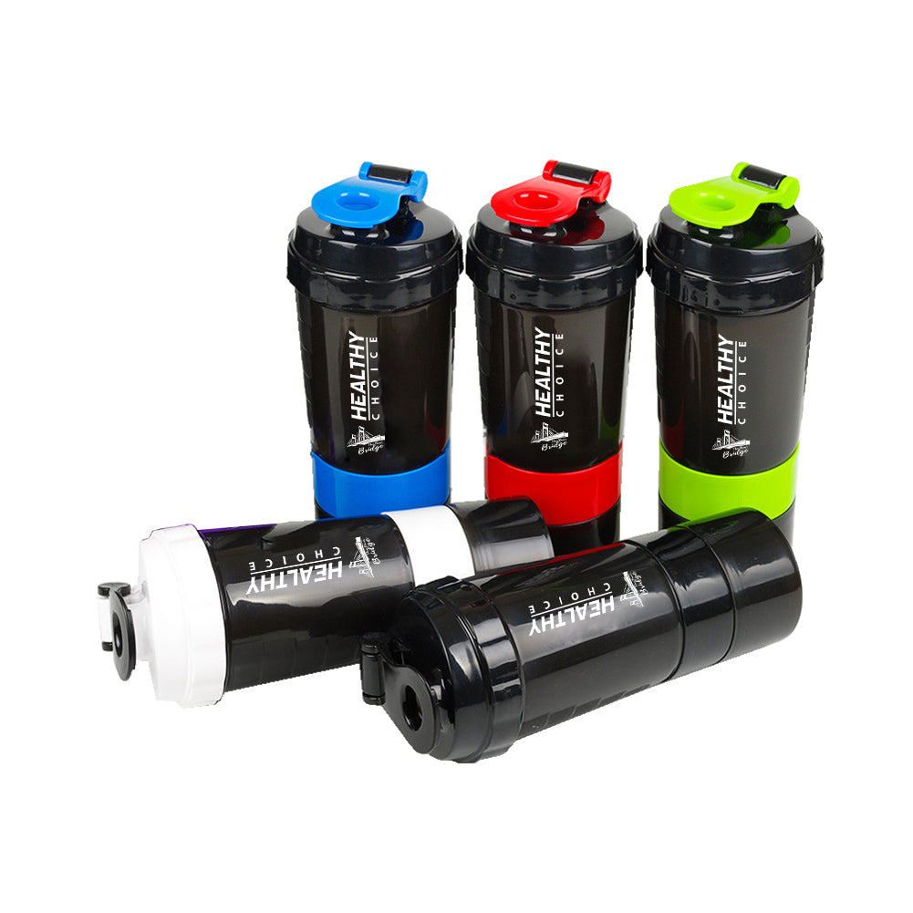 3 in 1 Shake Sport Fitness Gym Drinking Water Bottle, 500ml, 20oz.