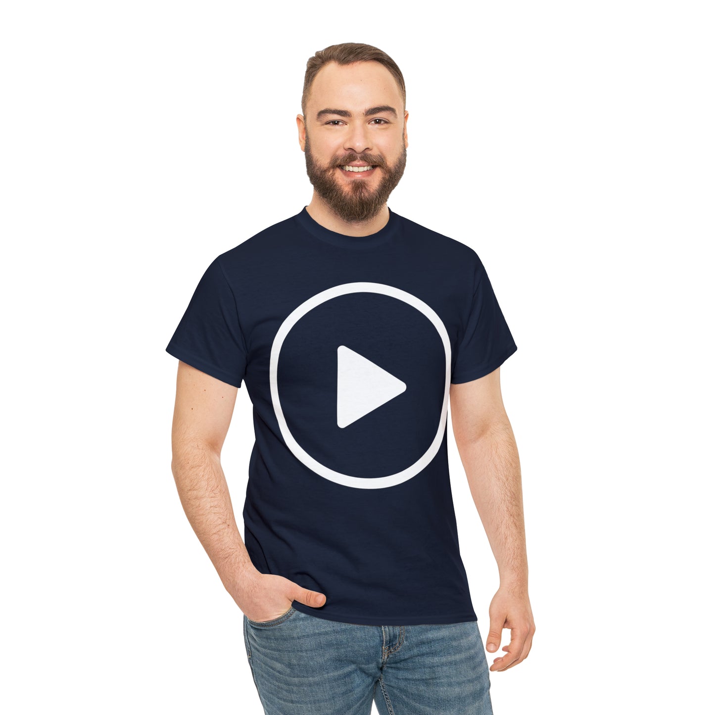 Play Button, Play On, Turn On, Play Icon, You Tube Play, Unisex Heavy Cotton Tee