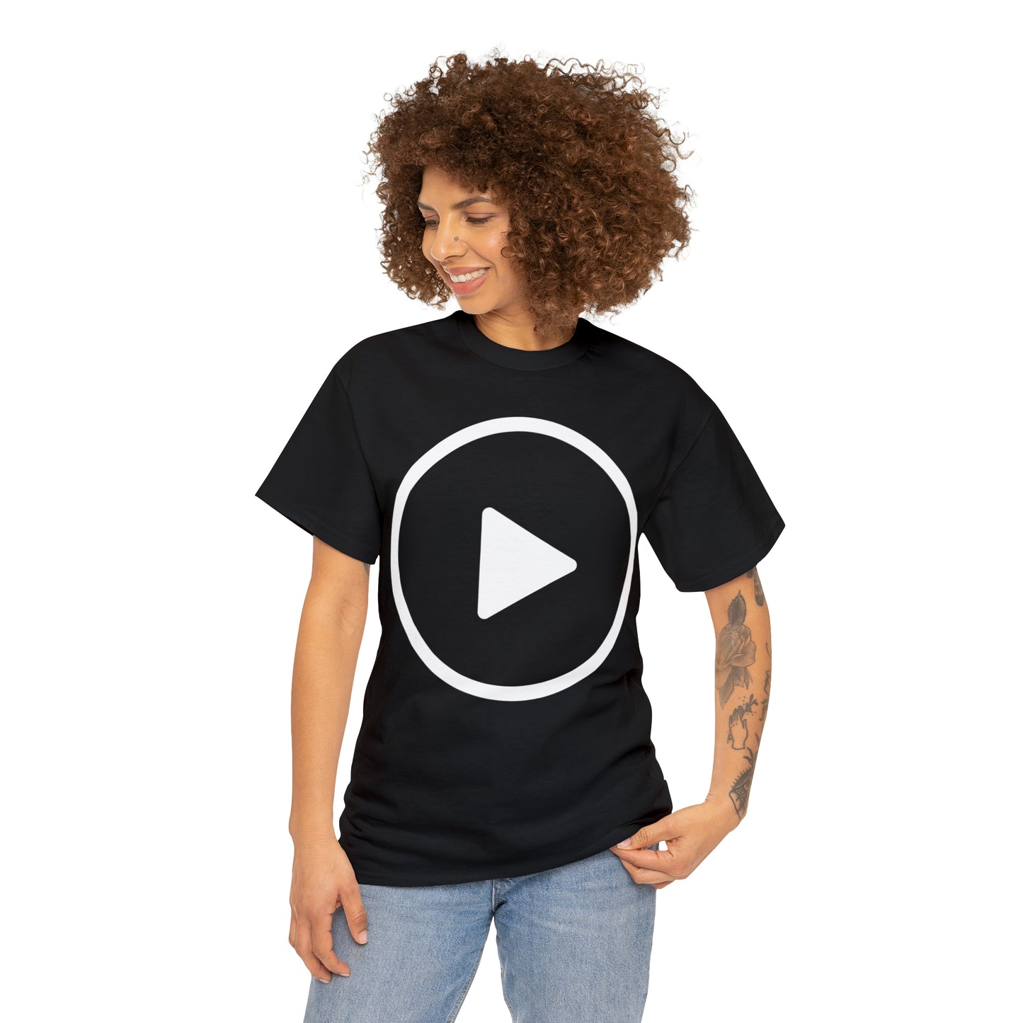 Play Button, Play On, Turn On, Play Icon, You Tube Play, Unisex Heavy Cotton Tee