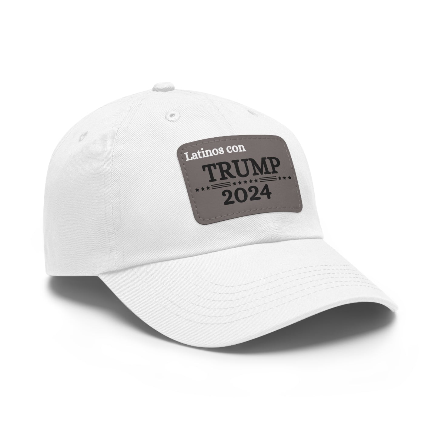 Dad Hat with Leather Patch Latinos con Donald Trump 2024 (Rectangle)