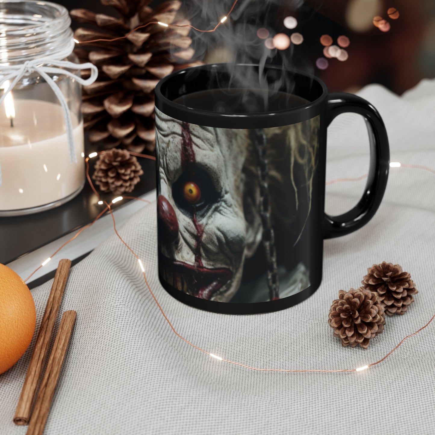 Spooky Clown Halloween 11oz Black coffee Mug