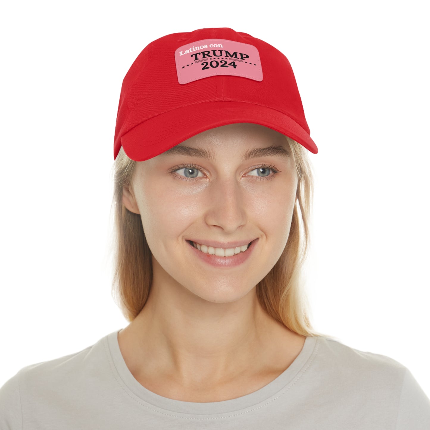 Dad Hat with Leather Patch Latinos con Donald Trump 2024 (Rectangle)