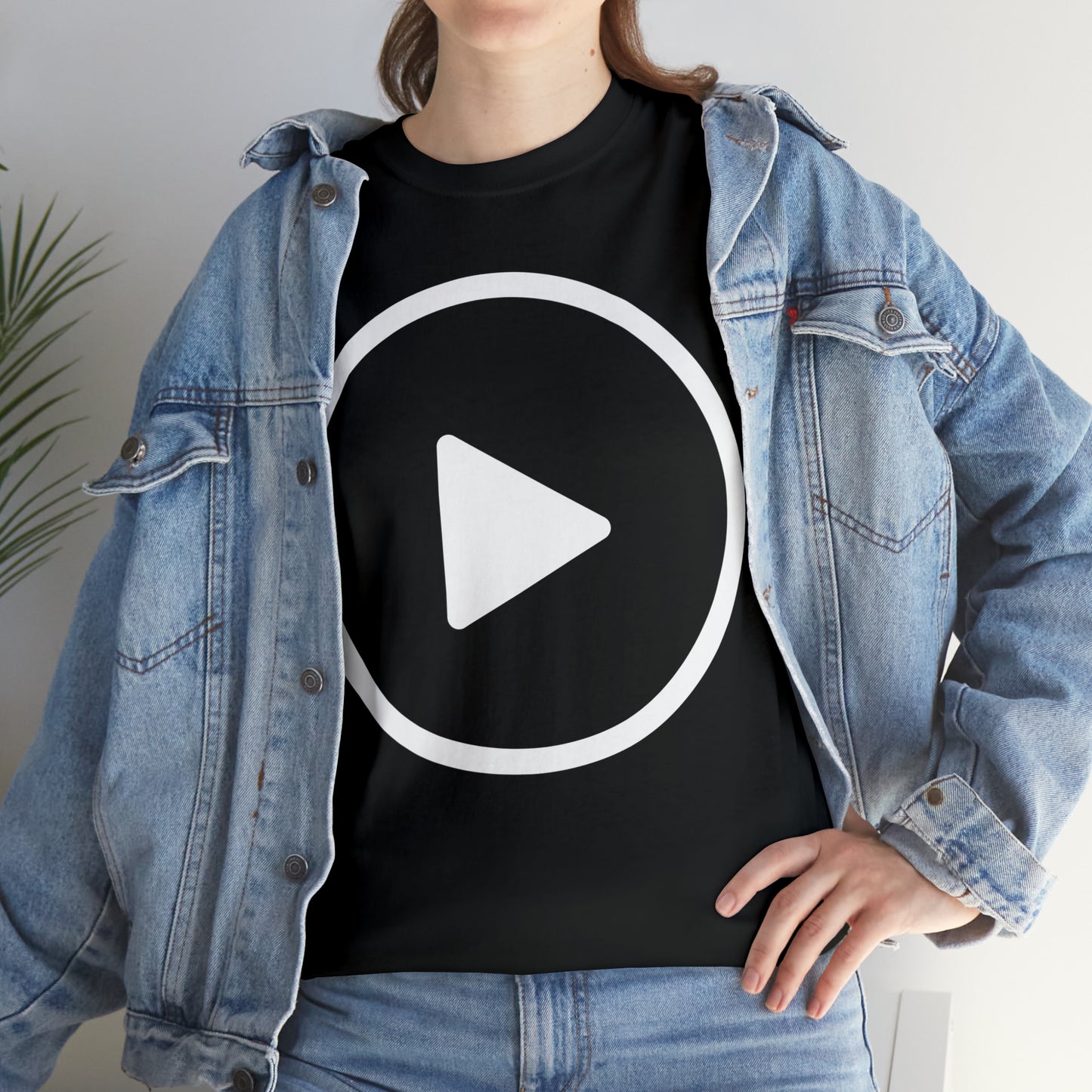 Play Button, Play On, Turn On, Play Icon, You Tube Play, Unisex Heavy Cotton Tee