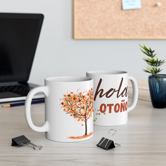 Hola Otoño Coffee Mug, Welcome Fall, Ceramic Mug 11oz