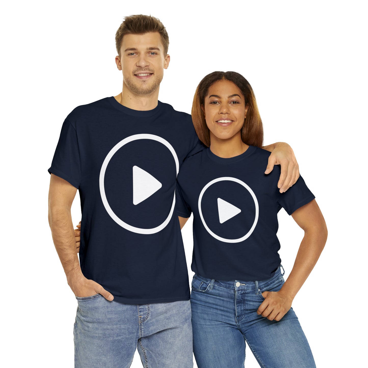 Play Button, Play On, Turn On, Play Icon, You Tube Play, Unisex Heavy Cotton Tee