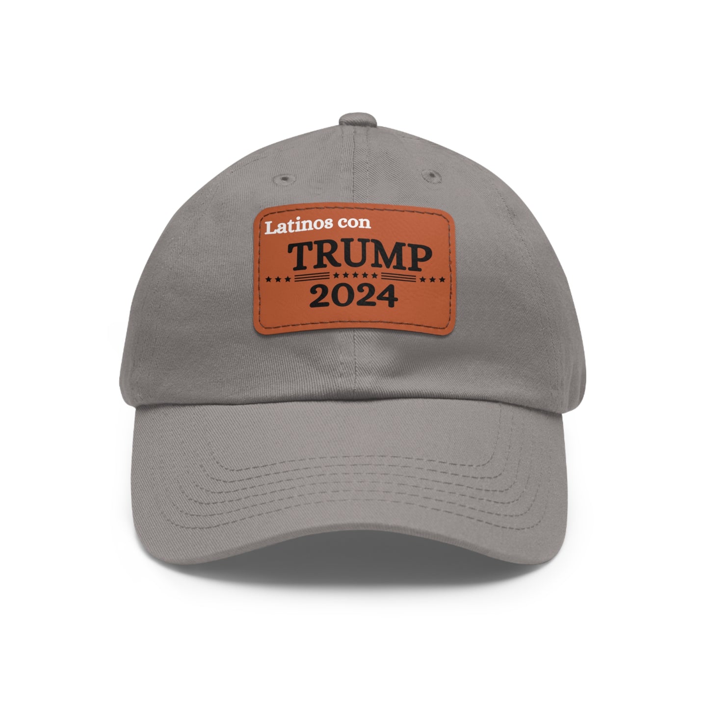Dad Hat with Leather Patch Latinos con Donald Trump 2024 (Rectangle)