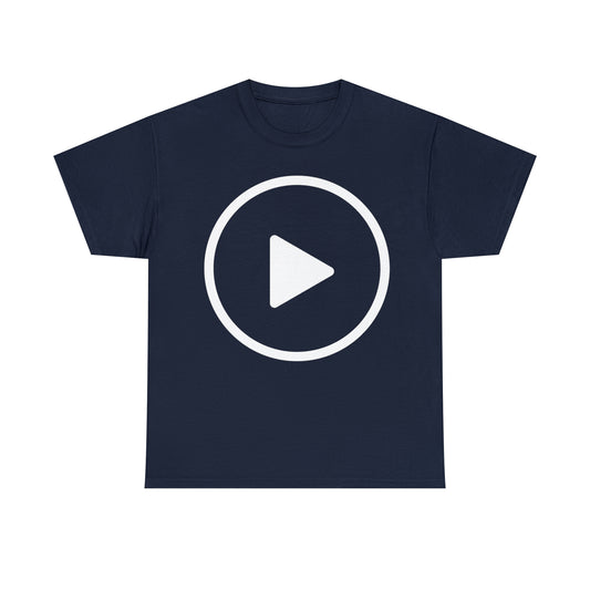 Play Button, Play On, Turn On, Play Icon, You Tube Play, Unisex Heavy Cotton Tee