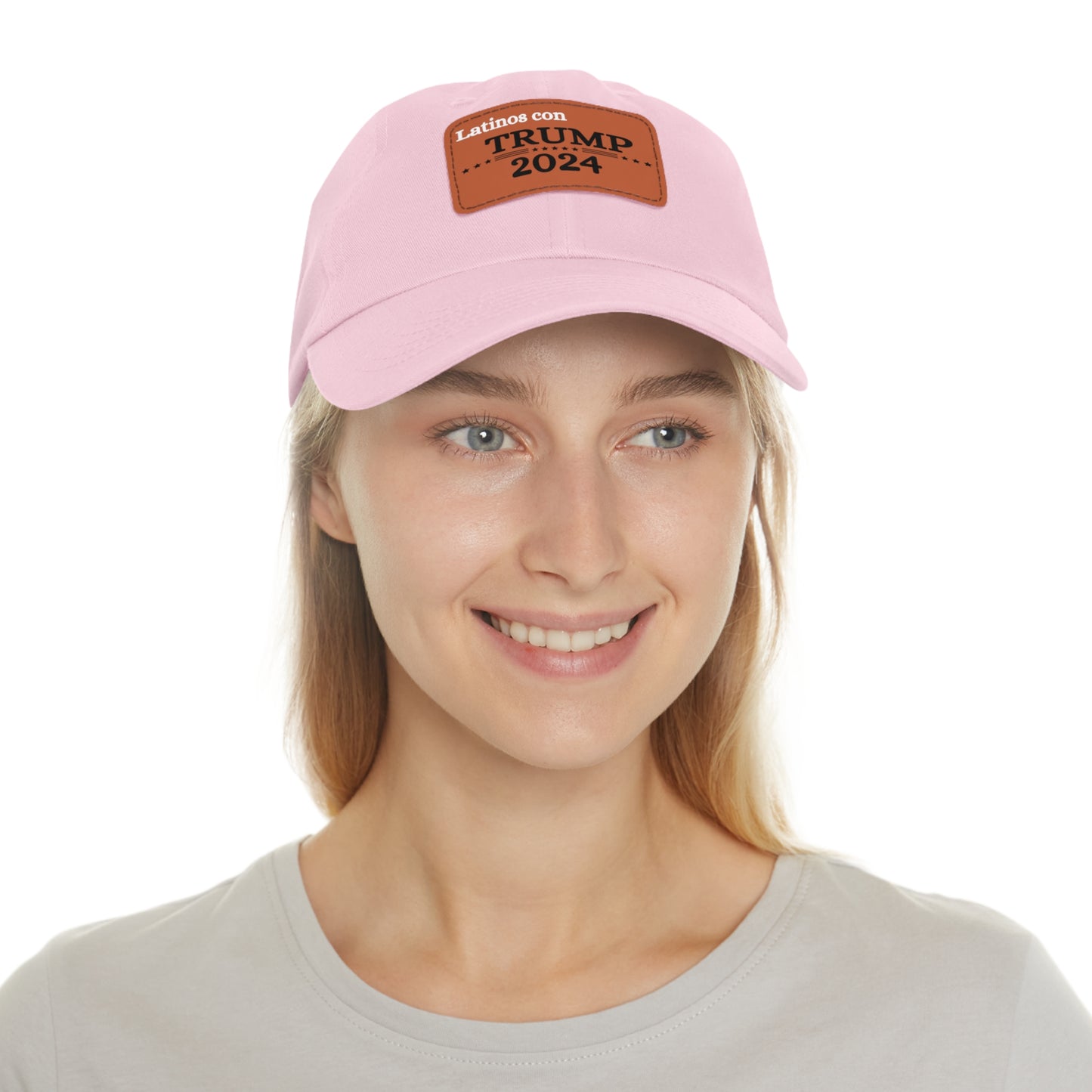 Dad Hat with Leather Patch Latinos con Donald Trump 2024 (Rectangle)