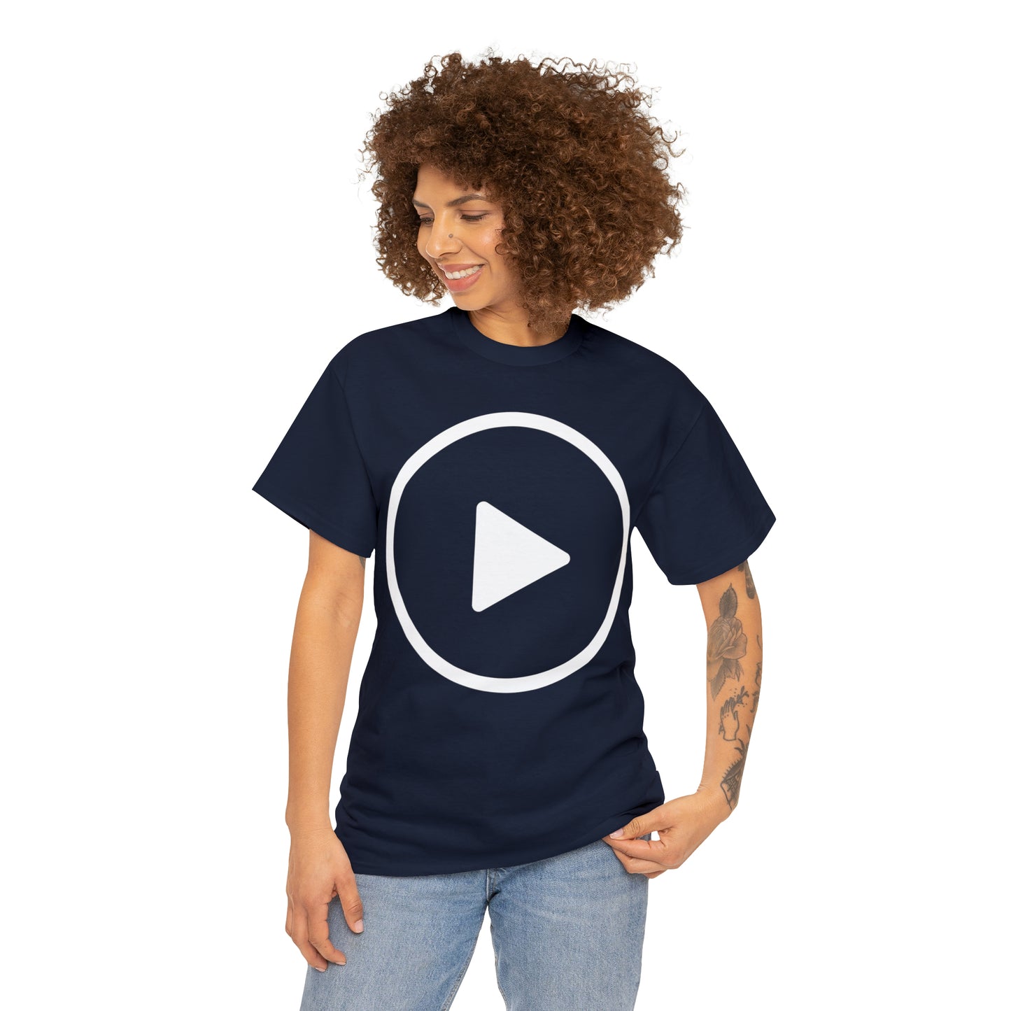 Play Button, Play On, Turn On, Play Icon, You Tube Play, Unisex Heavy Cotton Tee