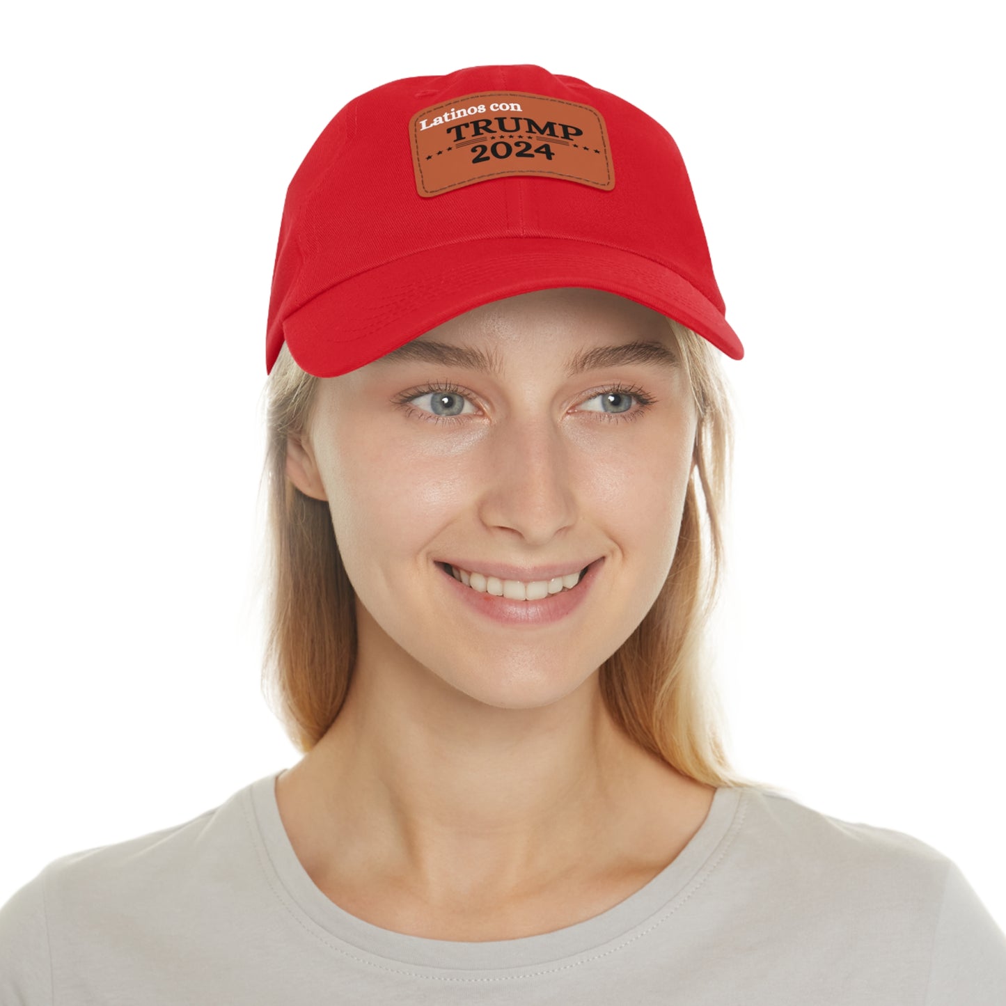 Dad Hat with Leather Patch Latinos con Donald Trump 2024 (Rectangle)