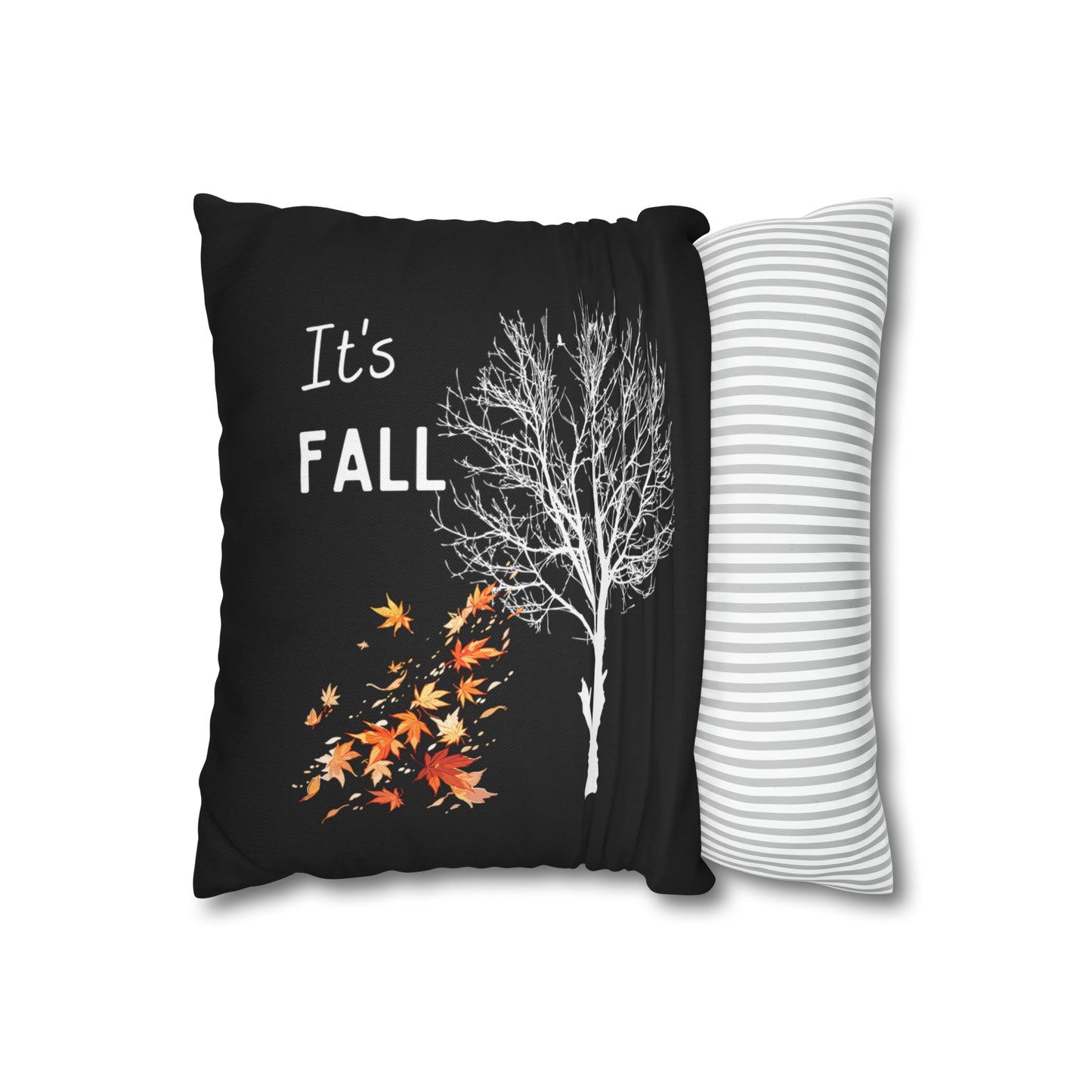 It's Fall, Black pillow cover double sided prints designs, 14x14 Spun Polyester Square Pillow Cover