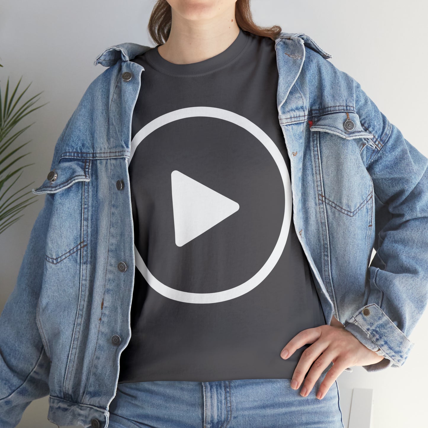 Play Button, Play On, Turn On, Play Icon, You Tube Play, Unisex Heavy Cotton Tee